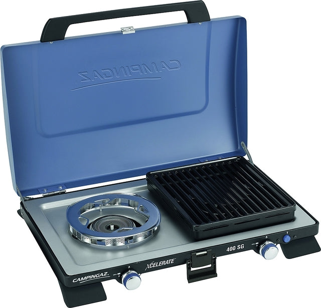 Camping Gaz dujinė viryklė Xcelerate 400 SG, 2 degiklių įsk. Grilio lėkštė 50 mbar 2 x 2,2 kW