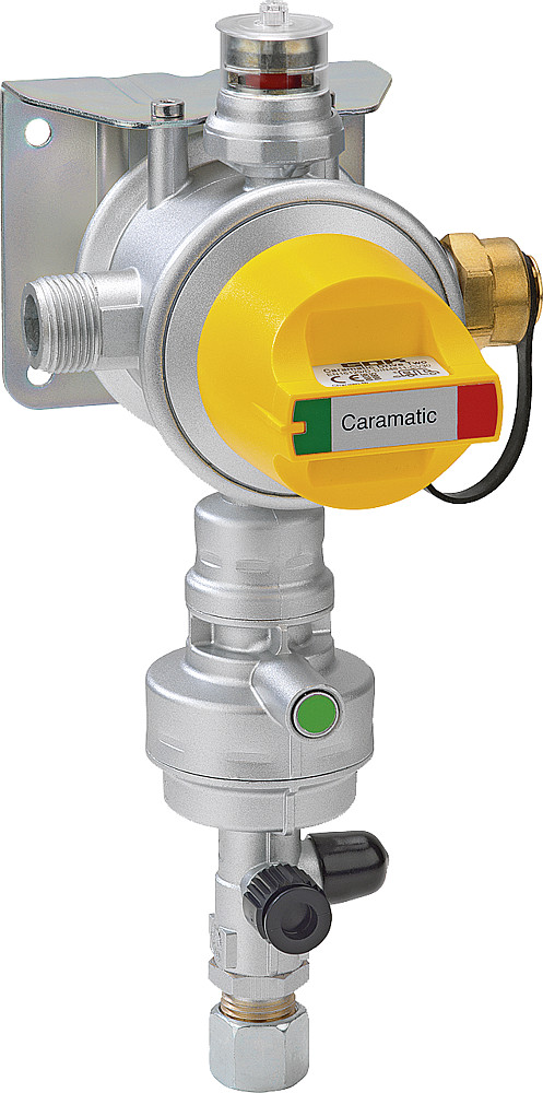Dujų slėgio valdymo sistema. GOK Caramatic DriveTwo vertikalus 30 mbar 1,5 kg/h 2 x AG M20x1,5 x RVS10/8