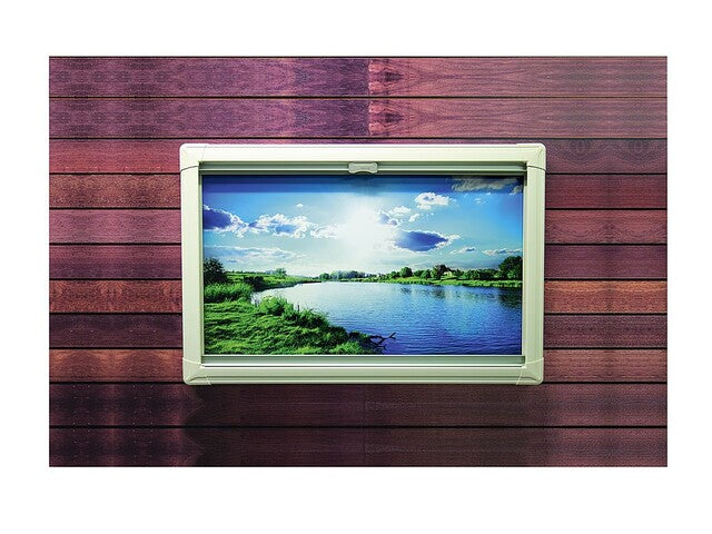 Combi-blackout REMIbase II 1450 x 550 mm, kasetė clr Creme-balta, raukšlės lgt smėlio spalvos / balta, ekranas juodas