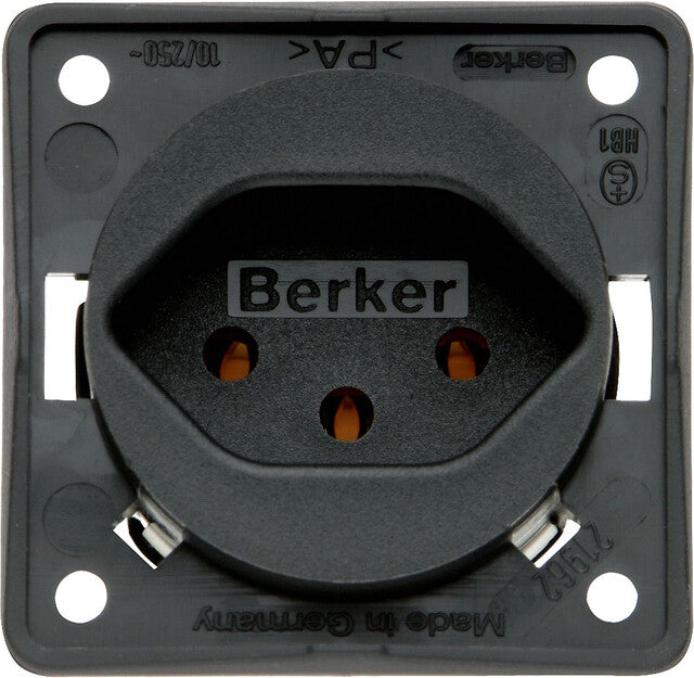 Kištukinis lizdas Berker Version Swiss Color matinis antracitas 10 A 250 V 3 kontaktų
