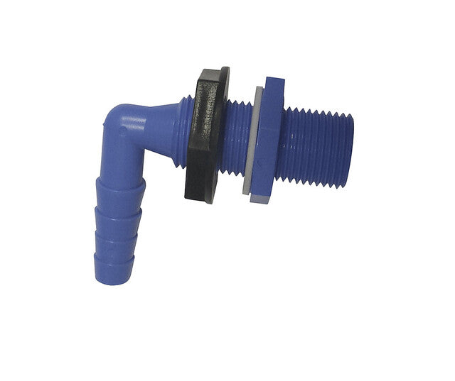 Kampinė bako jungiamoji dalis 1/2 colio x 10/12 mm su sandarikliu ir veržle Spalva mėlyna