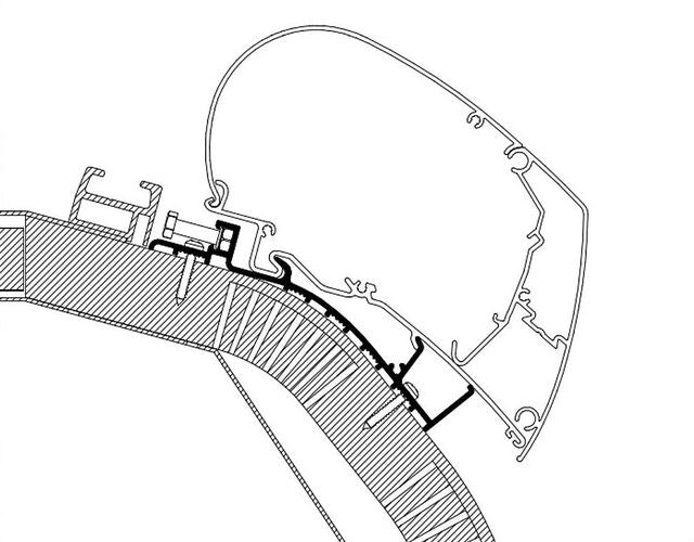 Adapterio bėgelis 450 cm stogo tentai Thule Omnistor Series 6/9 Carthago C line nuo 2014 m.