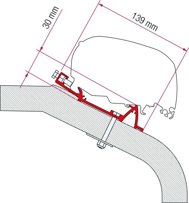 Adapteris 370 cm Fiamma stogo markizei F5 S / F65 L LMC / TEC