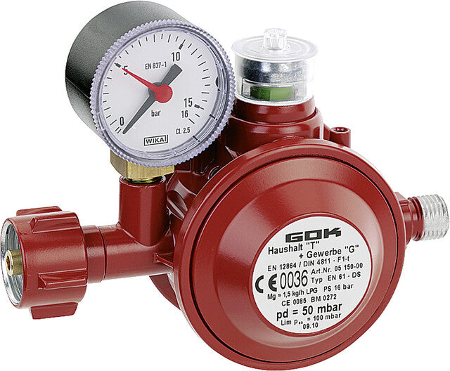 GOK žemo slėgio reguliatorius Tipas EN61-DS PS 16 bar 50 mbar 1,5 kg/h KLF x G 1 / 4 LH-KN