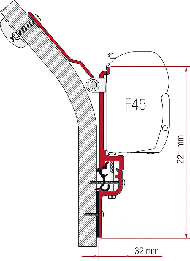 Adapterio rinkinys 3 dalių Fiamma šoninei markizei F45 S / F45 L Eriba Touring