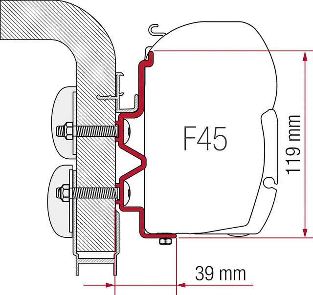 Adapter for side awning Fiamma F45 S / F45 L 300 cm Hymercamp