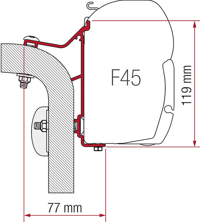Adapter for side awning Fiamma F45 S / F45 L 400 cm Hymer Van/B2