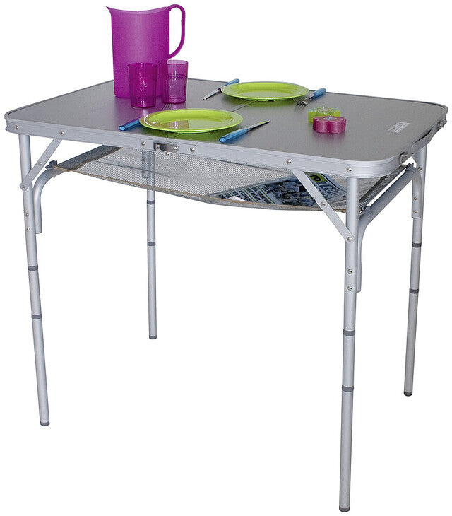 Eurotrail Monnai table Aluminium colour grey with stowage net