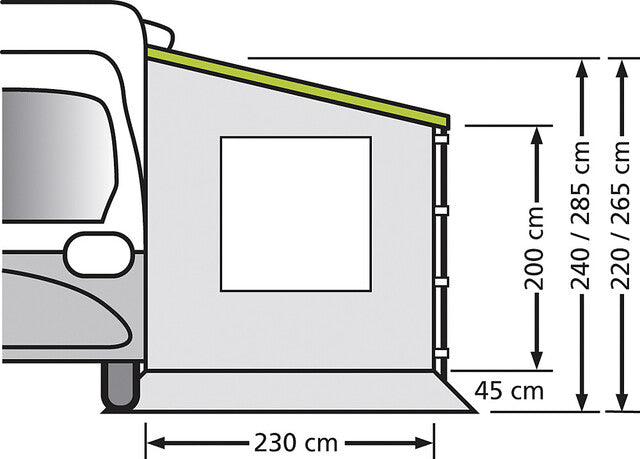 Universal side panel for caravans and motorhomes pull-out 250 cm Version 240