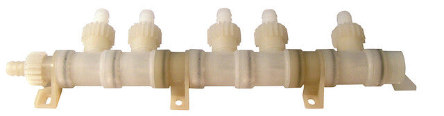 Verteiler mit 5 Abg„ngen, Muttern X-FIX, 2 Befestigungsf sse frostsicher