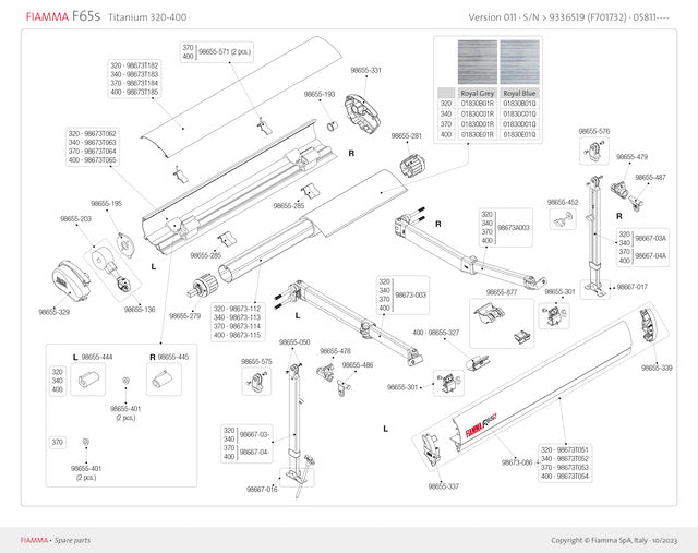 Front panel slide F65S 400