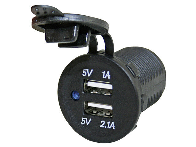 USB įkroviklis 10 - 30 V / maks. 3.1 A Spalva juoda