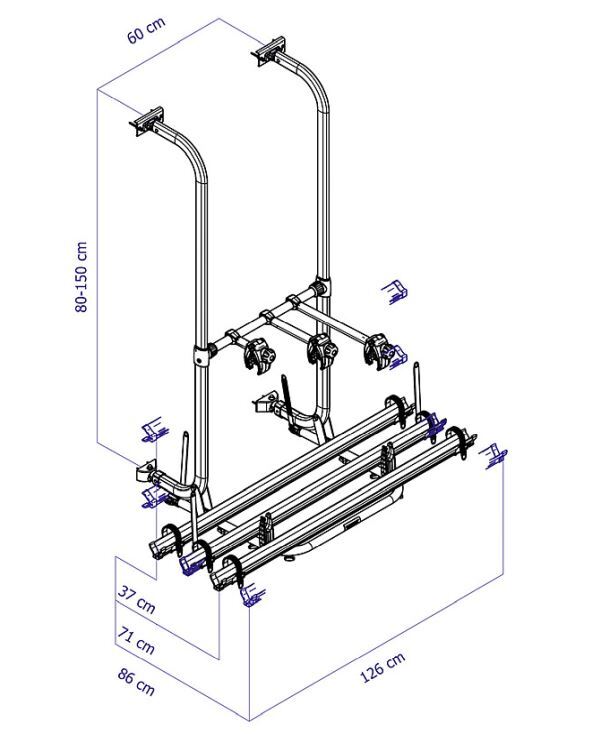 Thule Esse4 CD bicycle rack f. Carado, Sunlight, Dethleffs 3 bikes, l. cap. 60 kg