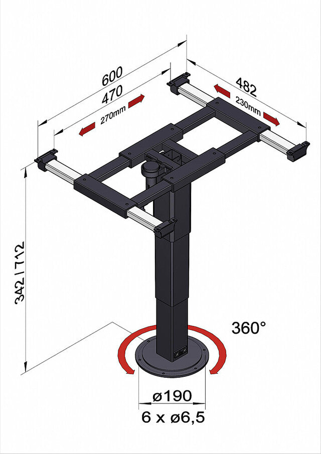 Lift frame Ilse Technik with sliding mech. and turn- table, click-clack system