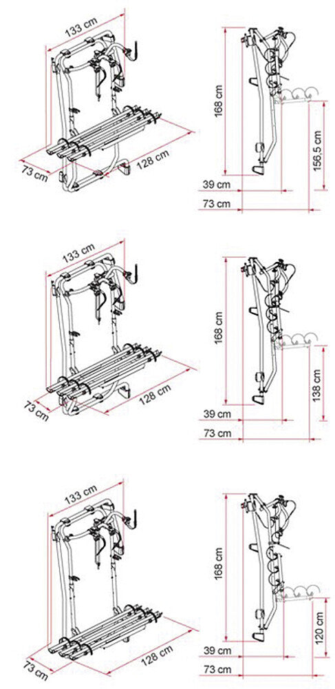 Bicycle rack FIAMMA Carry Bike Frame Mercedes Sprinter from 2018 l. cap. 50 kg 3 bikes col. aluminium