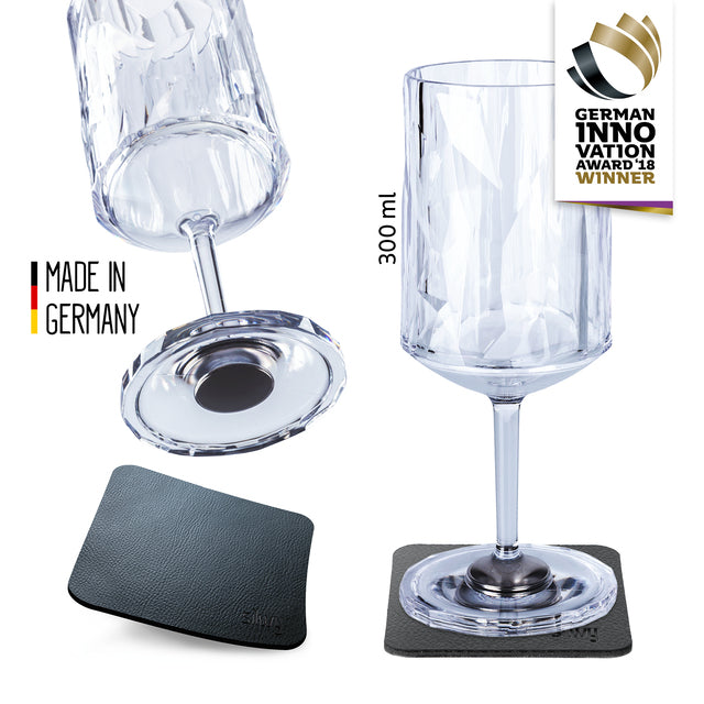 Magn. plastikinės stiklinės silwy WINE Rinkinys iš 2 Hightech 300 ml, spalva skaidri