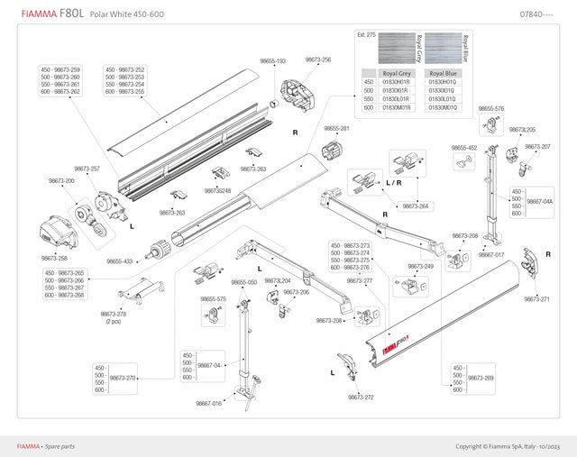 Rafter holder FIAMMA to front panel for awning F80S