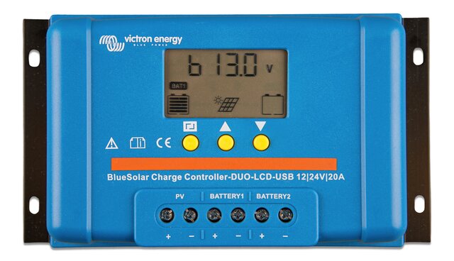 Sol. cntrl. Victron BlueSolar PWM DUO-LCD ir USB 12 / 24V-20A