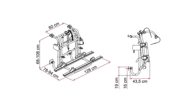 Bicycle rack FIAMMA Carry Bike Lift 77, 2 bikes Load cap. 60 kg col. alu.