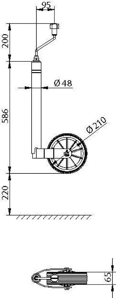 Jockey wheel KNOTT w/ towbar load control & plastic rim