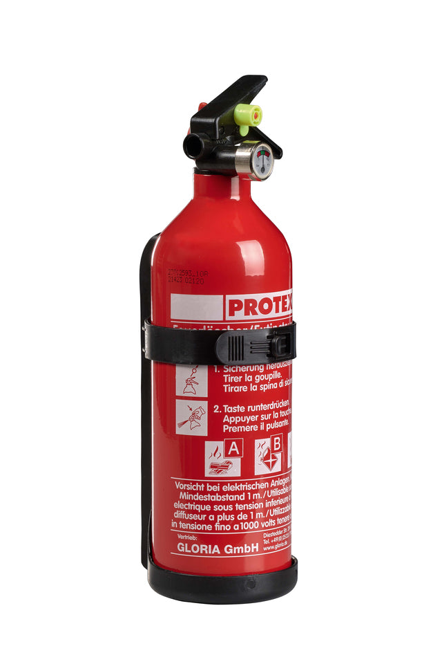 PROTEX powder fire extinguisher 1 kg with pressure gauge