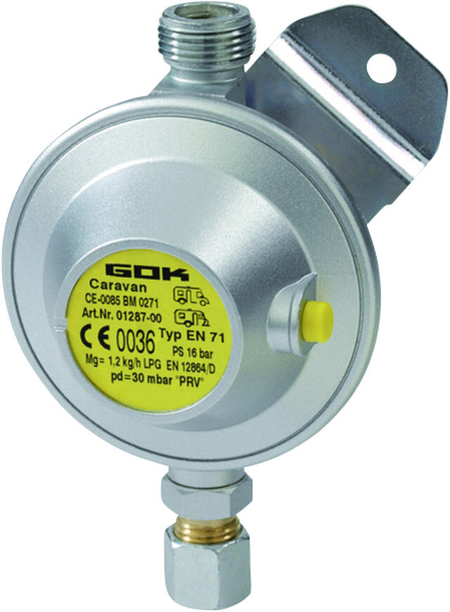 GOK žemo slėgio reguliatorius Tipas EN71 1,2 kg/h 30 mbar AG M20x1,5 x RVS8 PRV