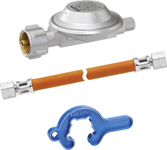 Reg. žarnų rinkinys GOK Type EN61 1,5 kg/h 50 mbar KLF x G 1/4 LH-ÜM žarna 800 mm