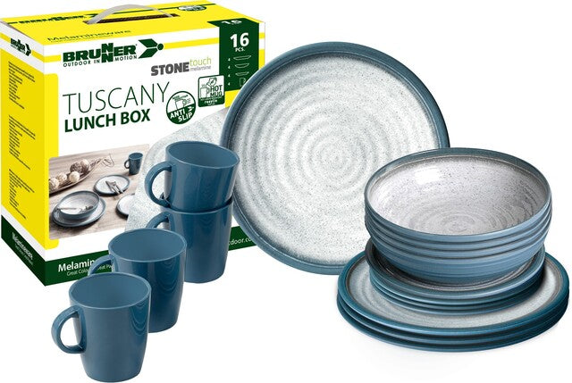 Brunner dishes set melamine Tuscany 16-pcs. Colour blue
