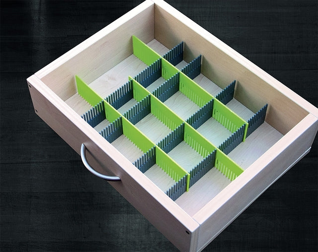 Dividers purvario for drawers 8-pcs. Colour stone-grey/ lime green