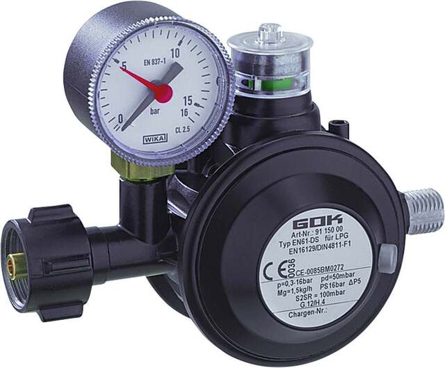 GOK žemo slėgio reguliatorius Tipas EN61-DS PS 16 bar 50 mbar 1,5 kg/h KLF x G 1/4 LH-KN