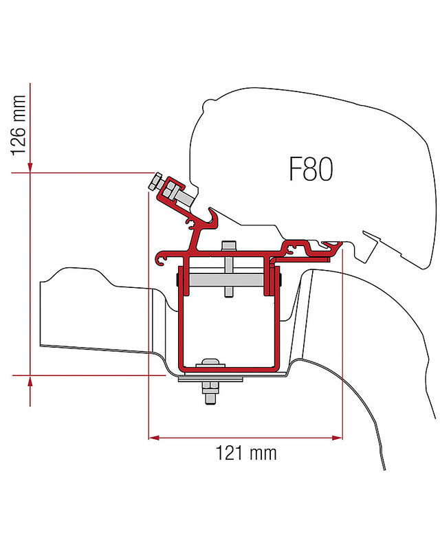 Adapterio komplektas Fiamma 3 vnt. VW Crafter / MAN L3H3 be stogo bėgelio