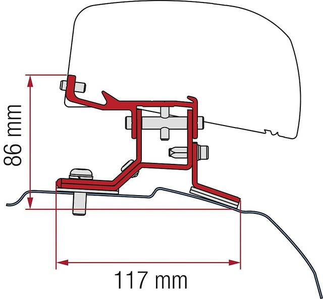 Adapteris Fiamma 2 vnt. Ford Custom L2 nuo 2012 m. skirtas F40van vairui kairėje ir dešinėje