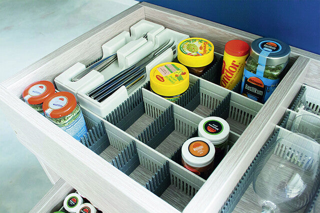 Dividers purvario for drawers 8-pcs. Colour light grey / anthracite