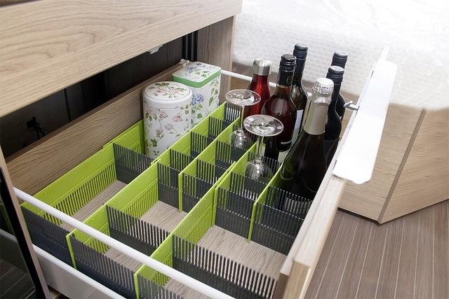 Stowage rails 100 MAXXI purvario Col. lime green/anthracite for drawers and cabinets set of 8
