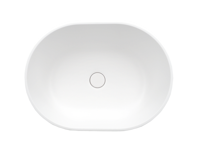 Castagnari washbasin half oval from Ocritech with pressure drain color white matt