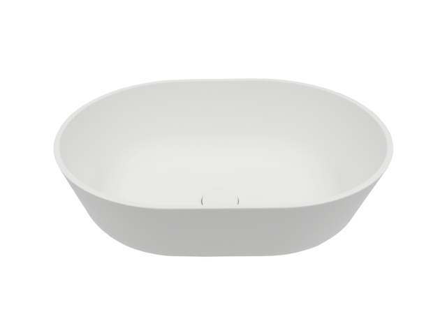 Castagnari washbasin half oval from Ocritech with pressure drain color white matt