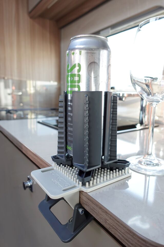 Drink/table clamping holder purvario CLIP CLAP with integrated studded panel