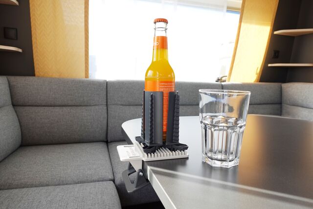 Drink/table clamping holder purvario CLIP CLAP with integrated studded panel