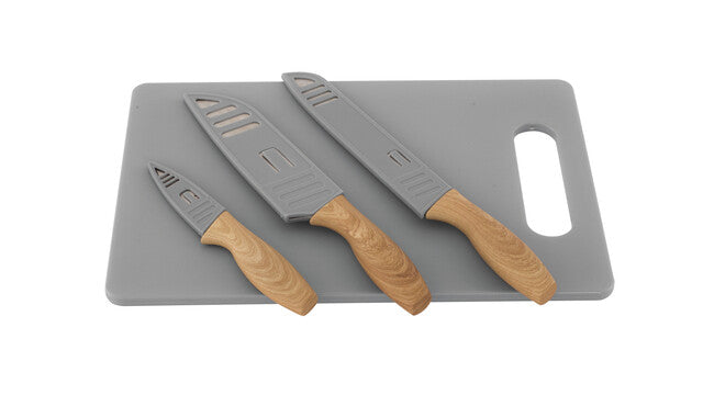 Knife set with cutting board Outwell Caldas, color black