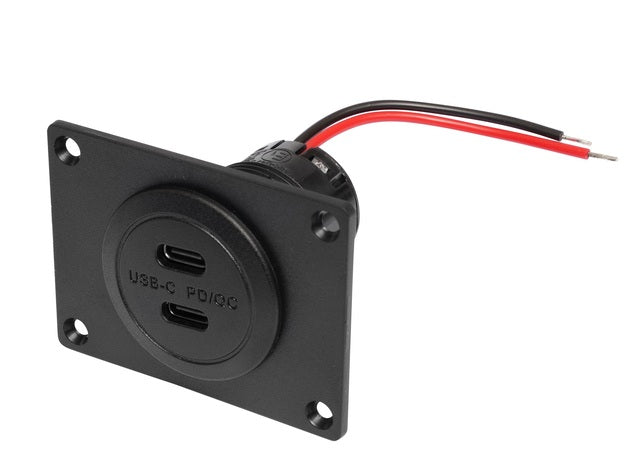 Maitinimo USB-C dvigubas lizdas Pro Car PD/QC EV be LED ir montavimo plokštės