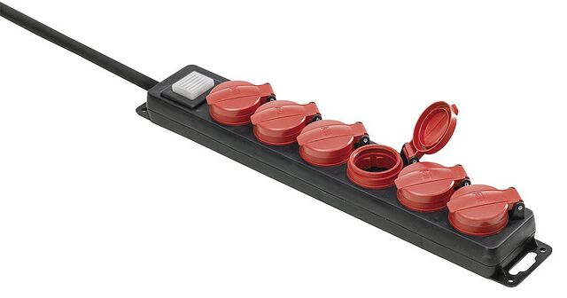 Kelių lizdų adapteris 6 krypčių Kabelio ilgis 1,5 m Spalva juoda/mėlyna