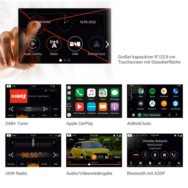 Infotainer XZENT X-127, with CarPlay and Android Auto