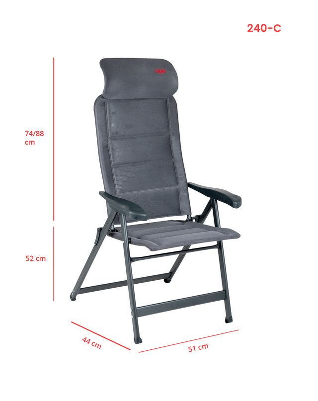 Camping chair CRESPO Air Deluxe Compact col. grey