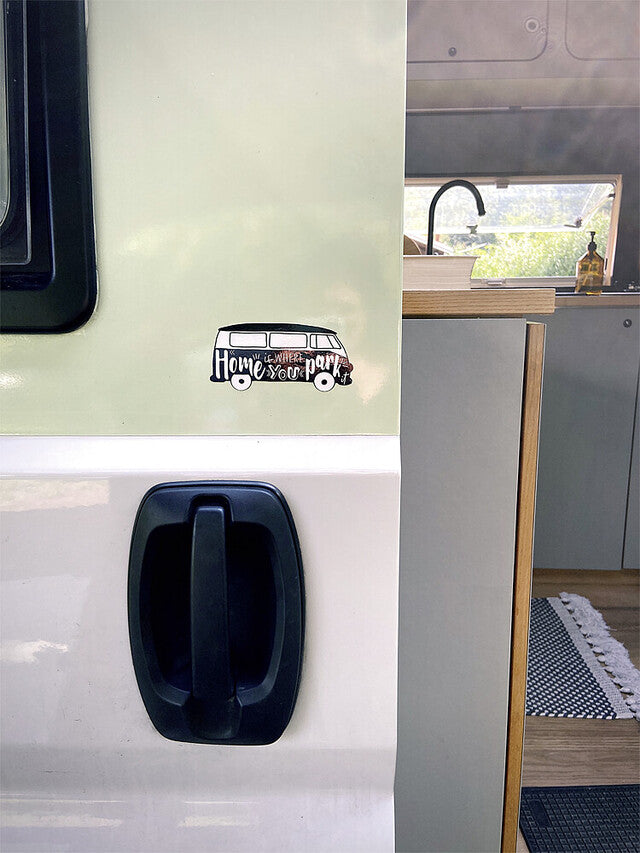 Car sticker Adventure Shop Home is where you park it
