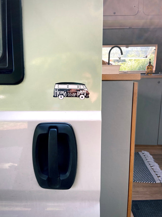 Car sticker Adventure Shop Home is where you park it
