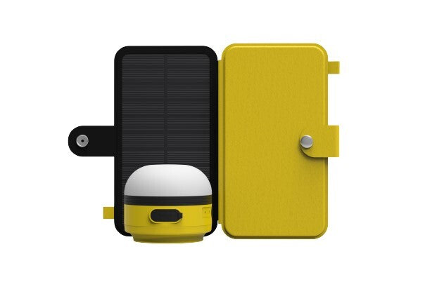 „Solar Lightkit Phaesun Mini“ turinys: LED lempa, lempa ab-/pridedama, saulės baterija, USB