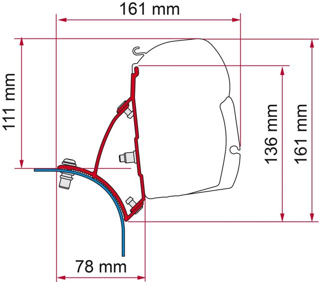 Markizės adapteris FIAMMA komplektas VW T5/T6 Pakeliamas stogas skirtas F45s