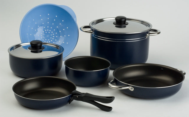 Pan set BEAVER BRAND FLAMINIA 24 EVO, 10 pcs. col. flame blue matte