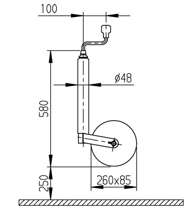 Al-Ko jockey wheel Plus 260 x 85 mm Inf. wheel/wheel rim