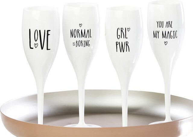 Super gls. koziol CHEERS No. 1 100 ml, set of 4 4 printed motifs